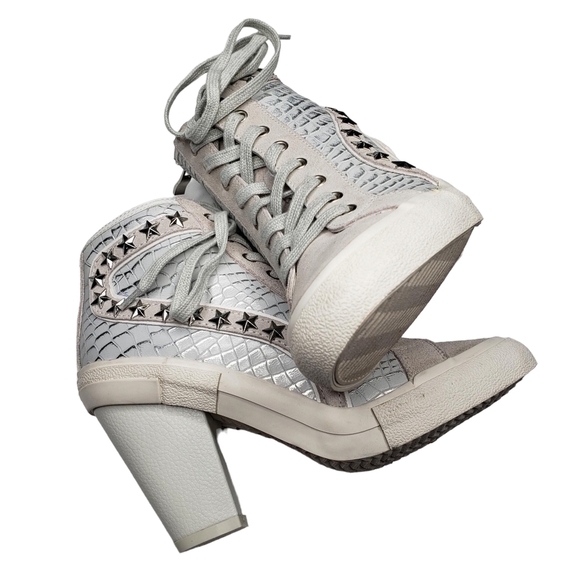 Vintage Havana | Snake Multi Star Studded High Top Block Heel Sneakers Women 7.5 - Picture 7 of 12